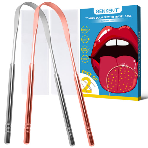 2 Pack Tongue Scraper with 2 Travel Cases