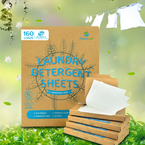 OrientLeaf Laundry Detergent Sheets Unscented, 160 Loads Plastic-Free Ultra Concentrated Laundry Detergent for Home Travel Use, Eco-Firendly, No Plastic Jugs