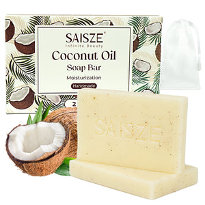 SAISZE Goat Milk Soap Bar, Gentle Nourishing Handmade Bath Soap with Goat Milk & Shea Butter for Adult & Kid All Skin Types, 4 oz × 2 Pack